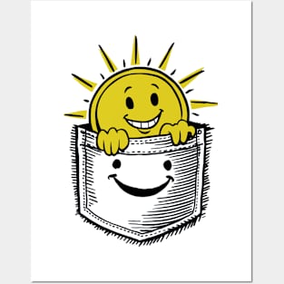 Sunny Pocket Smile - Cheerful Daylight Denim Tee Posters and Art
